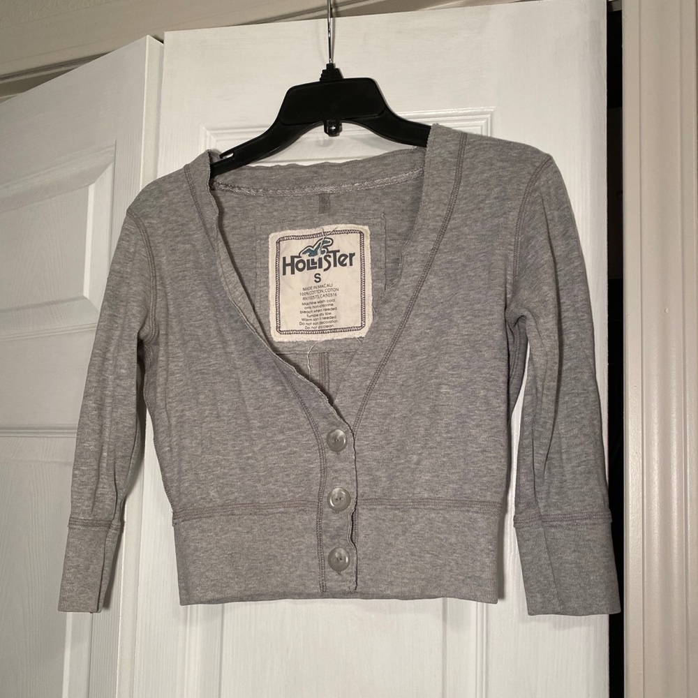 Gray Hollister Cardigan with 3/4 Sleeves (Size S)
